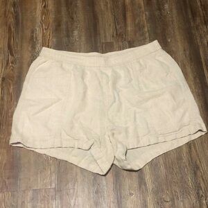 Old Navy Linen Shorts Women's Large High Rise Utility Pocket Pull On in Flax